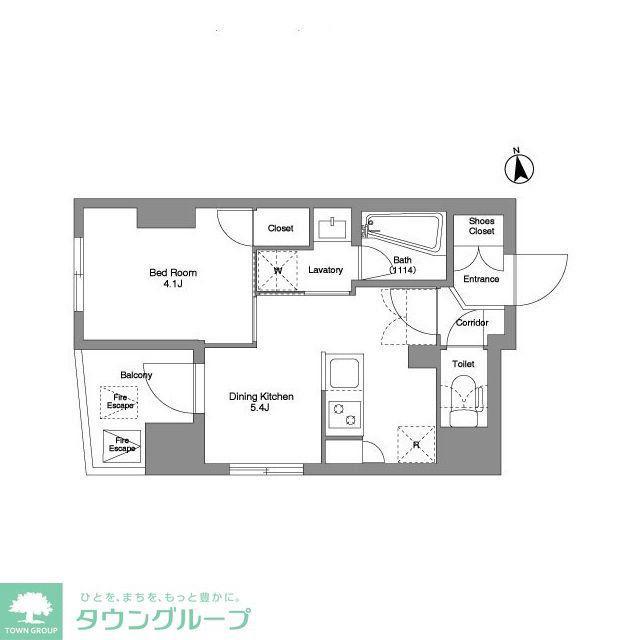 アジールコート浜松町(1DK/2階)の間取り写真