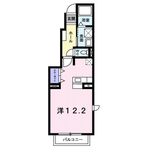 エクスブルーミナトA(ワンルーム/1階)の間取り写真