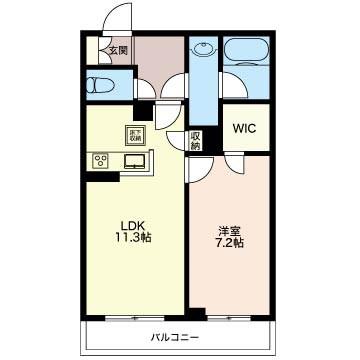 アトリエール新城(1LDK/3階)の間取り写真