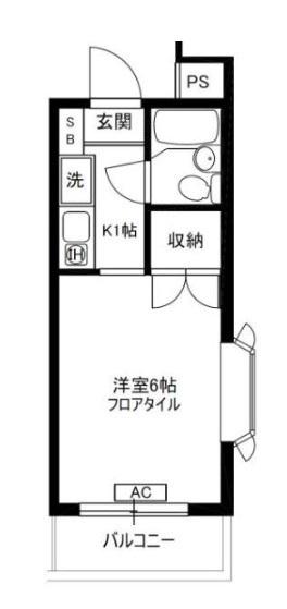 メイプルコート駒沢(1K/2階)の間取り写真