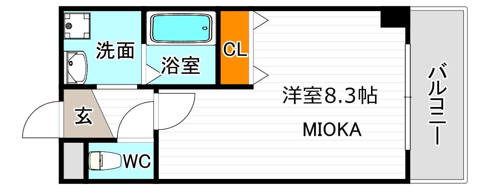 ドミール アプリコット(1K/3階)の間取り写真