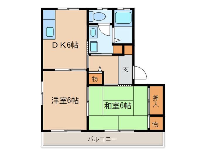 サニ-ハイツA棟(2DK/2階)の間取り写真