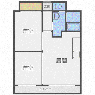 ΑNEXT札幌第9(2LDK/2階)の間取り写真
