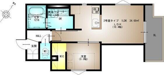 REGALEST摂津パウ(1LDK/1階)の間取り写真