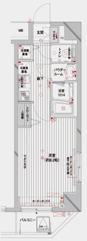 メインステージ蔵前(1K/6階)の間取り写真
