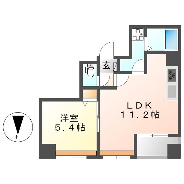 リュミアン堀田テラス(1LDK/6階)の間取り写真
