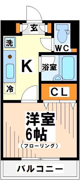 サンパラッツオ弐番館 当社管理物件(1K/1階)の間取り写真