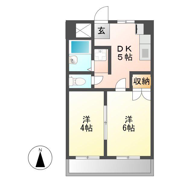 コーポ川原(2DK/1階)の間取り写真