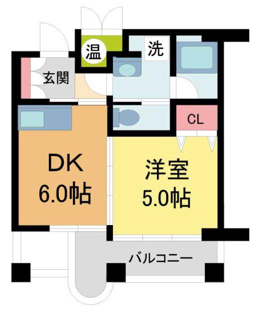 チェリービュウ芦屋川(1DK/3階)の間取り写真