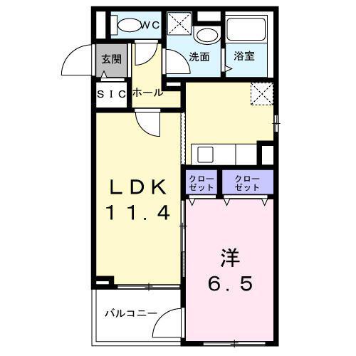ベラシティ(1LDK/1階)の間取り写真