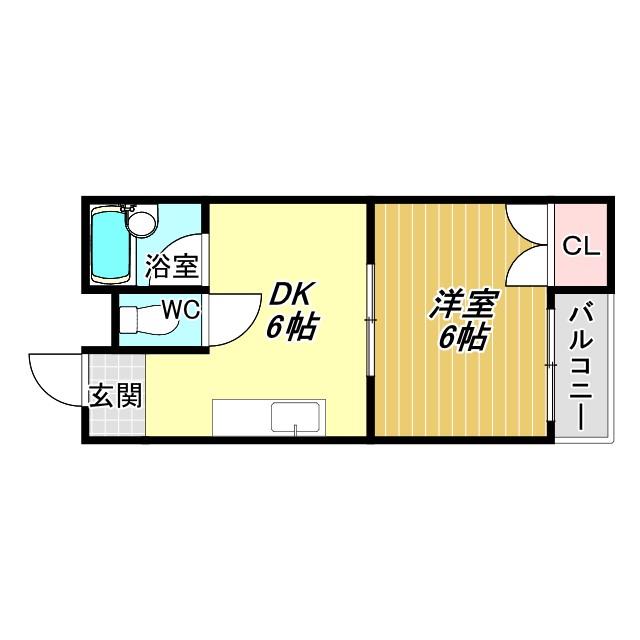 ロイヤルハイツ山之内(1DK/4階)の間取り写真