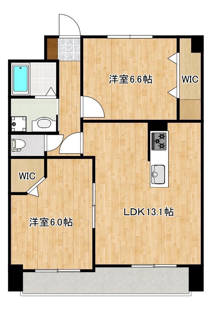 ブロンズ御船(2LDK/8階)の間取り写真