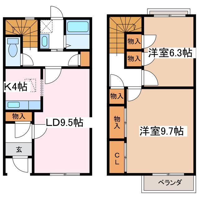 BRANCHE LOGEMENT B(2LDK/1階)の間取り写真