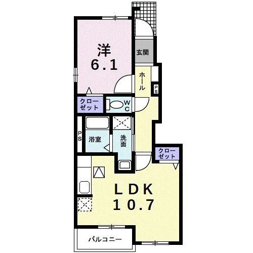 ヴィラージュ乙川(1LDK/1階)の間取り写真