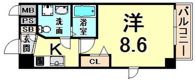 サンクラッソ伊丹(1K/5階)の間取り写真