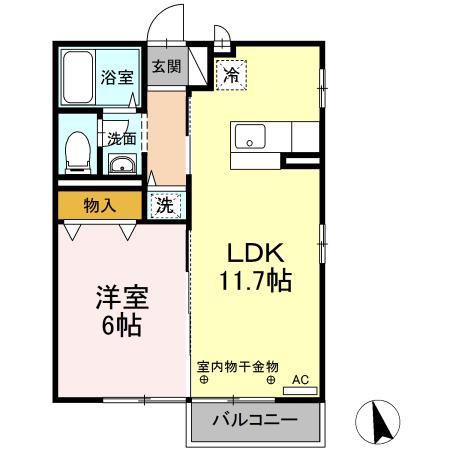 レーベンセイナン(1LDK/2階)の間取り写真