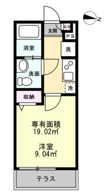 SAIL五香南(1K/2階)の間取り写真