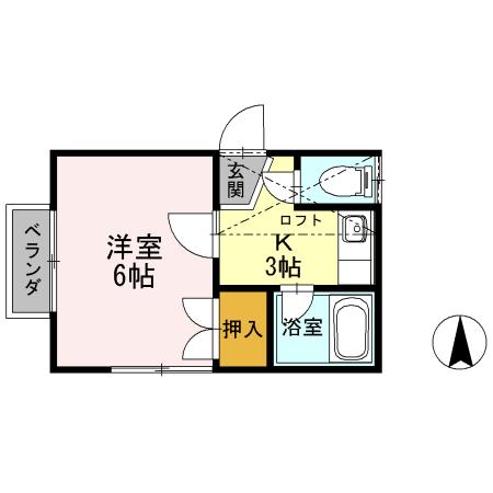 レジデンス山口(1K/2階)の間取り写真