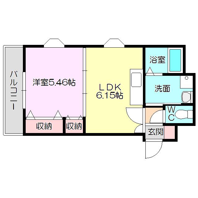パレス東洋小松館(1LDK/5階)の間取り写真