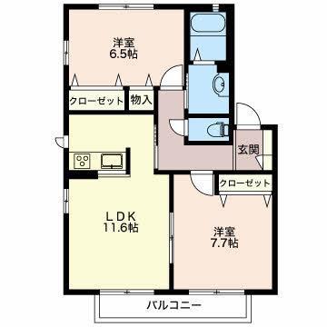 MAST TOWN町村B(2LDK/1階)の間取り写真