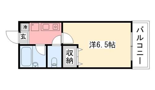 コンフォート甲子園(1K/2階)の間取り写真