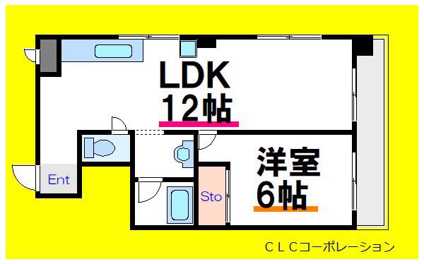 メゾンホクソー(1LDK/3階)の間取り写真