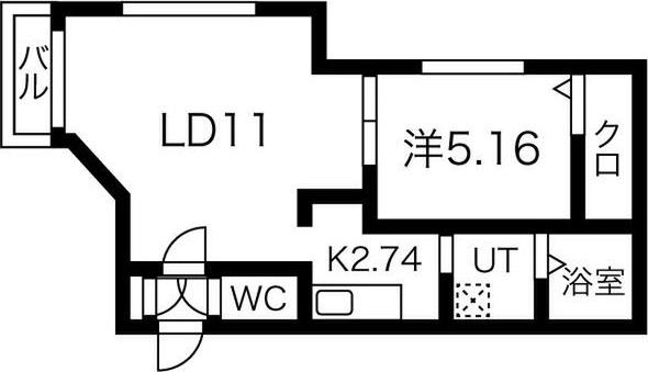 シャトーライフ近代美術館前(1LDK/2階)の間取り写真