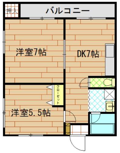 ハウスエッセンス(2SDK/1階)の間取り写真