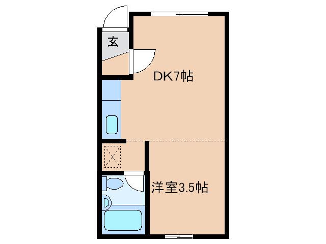パークサイドI(1DK/1階)の間取り写真