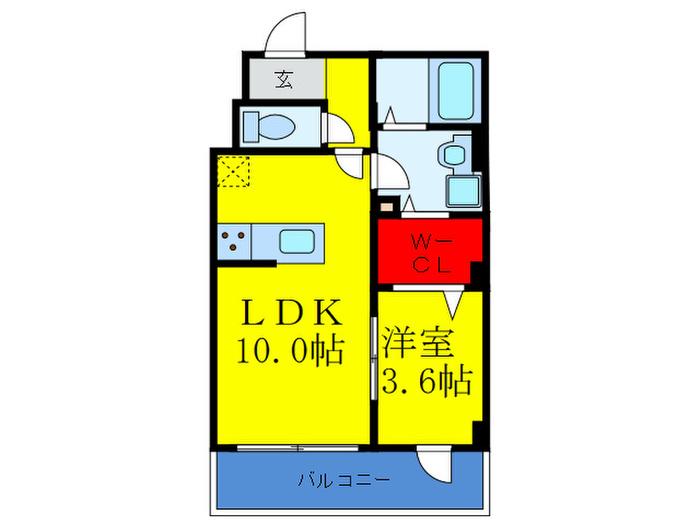 カデンツァ(1LDK/4階)の間取り写真