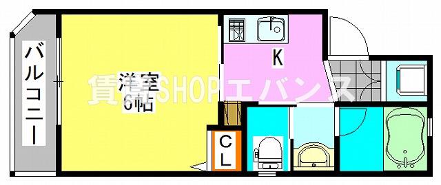 R-TEN(1K/3階)の間取り写真