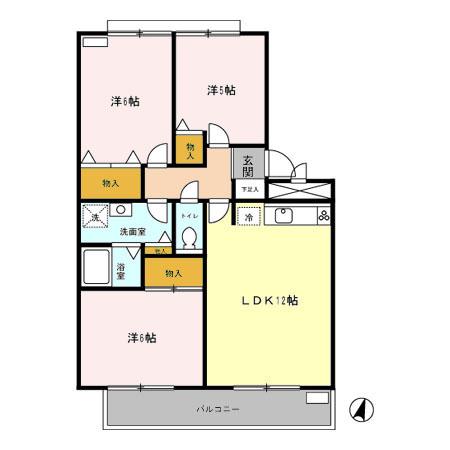 シェルコート(3LDK/3階)の間取り写真