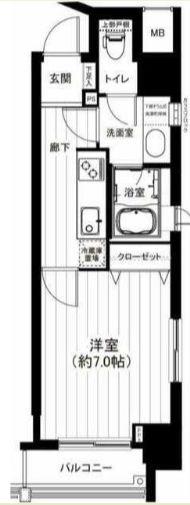 グランスイートTOKYOマークス(1K/2階)の間取り写真