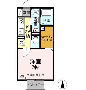 グレインヒルズ(1K/1階)の間取り写真