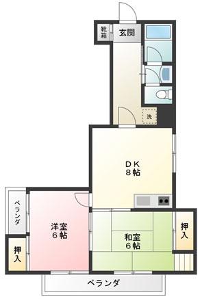 ヴェルデ赤羽(2DK/4階)の間取り写真