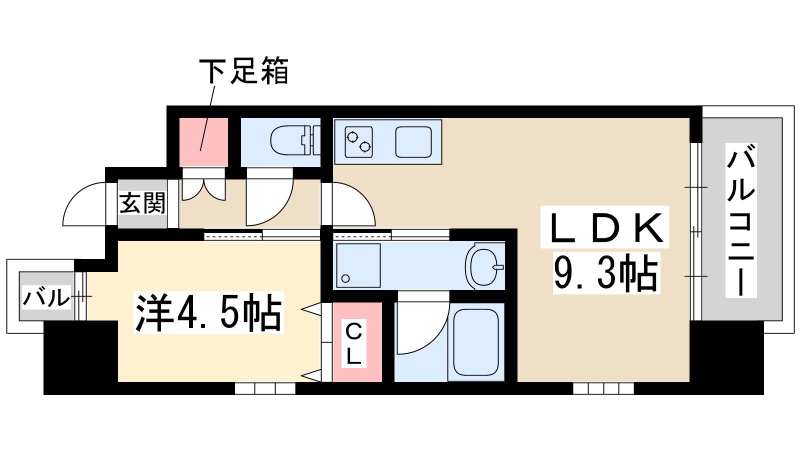 レオングラン新大阪レジデンス(1LDK/8階)の間取り写真