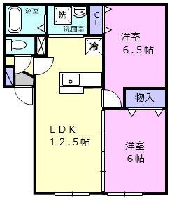 グランドソレイユ(2LDK/1階)の間取り写真