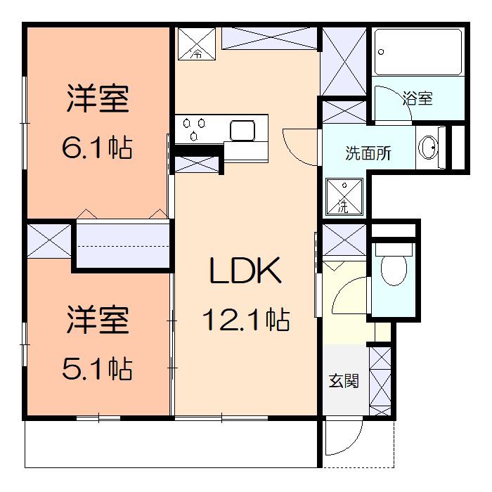 ルシアル湘南(2LDK/1階)の間取り写真