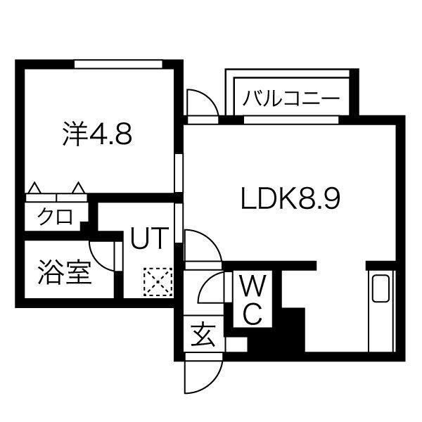 オルセー北17条(1LDK/3階)の間取り写真