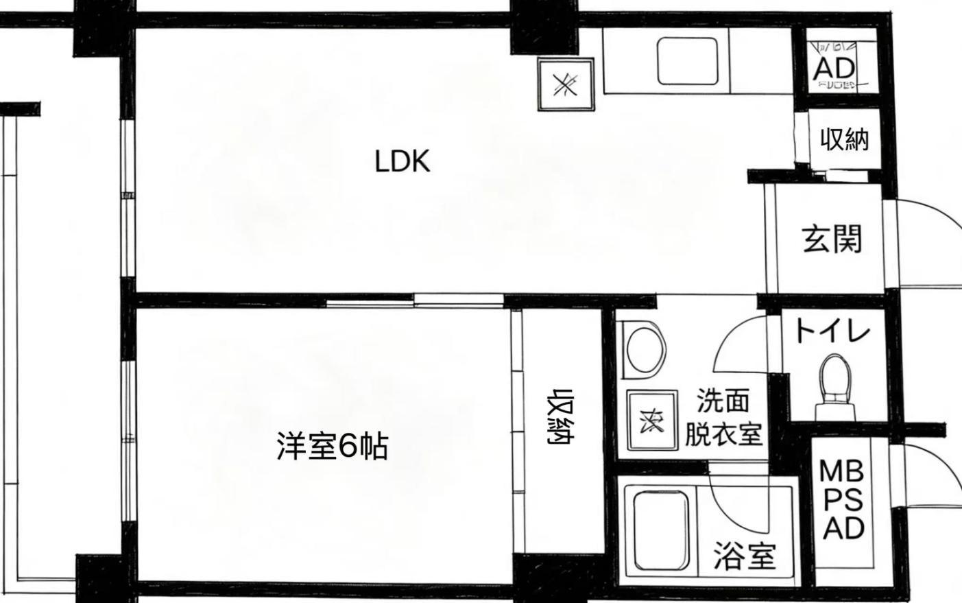 ローズコーポ新大阪第2(1LDK/2階)の間取り写真