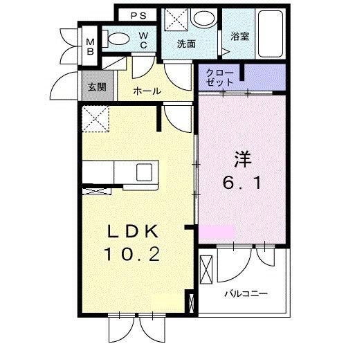 フォレストヒル・キャトル(1LDK/2階)の間取り写真