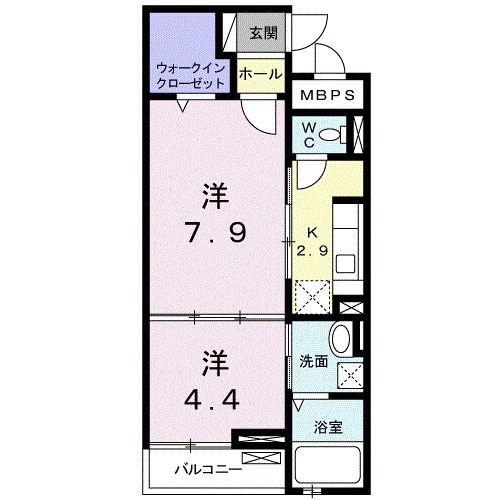 ライジング・サン(1LDK/2階)の間取り写真