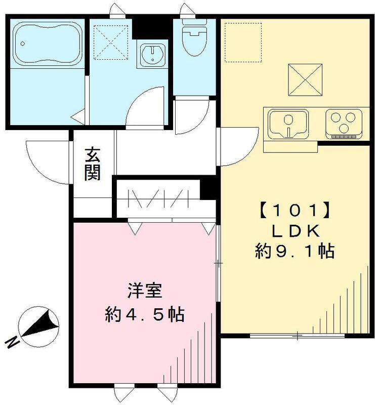 ルミエール平井(1LDK/1階)の間取り写真
