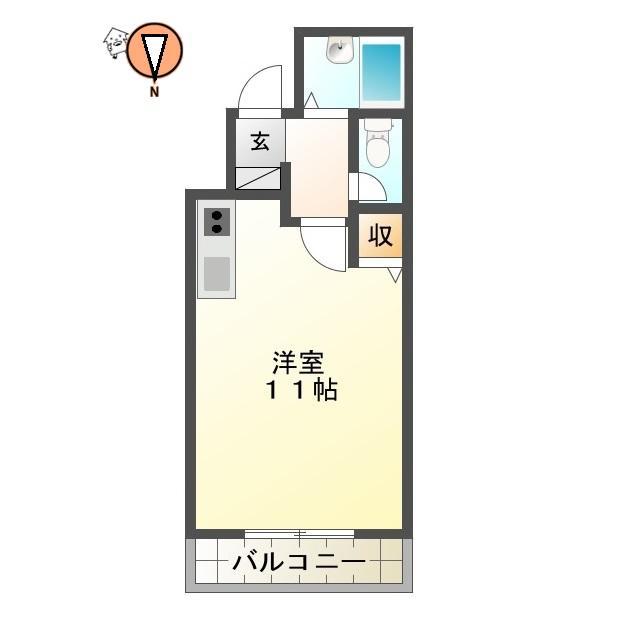 ロータスワゼル(1K/8階)の間取り写真