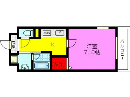 エスト・ドミール(1K/1階)の間取り写真