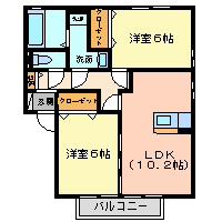 アカナウィンA・B(2LDK/2階)の間取り写真