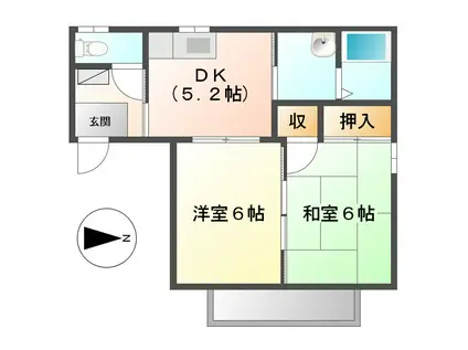 ポートシマダC棟(2DK/1階)の間取り写真