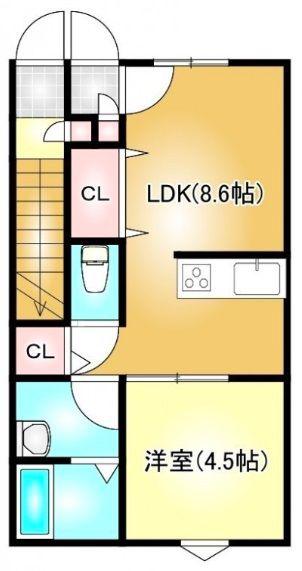 EARL´S COURT下泉(1LDK/1階)の間取り写真