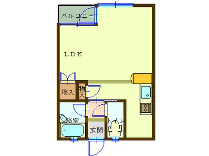 ミーツ・ハウゼ(ワンルーム/1階)の間取り写真