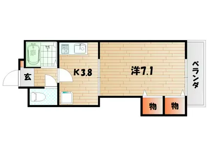 グリーンハウス(1K/3階)の間取り写真